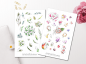 Preview: Floral Skizze Sticker Set